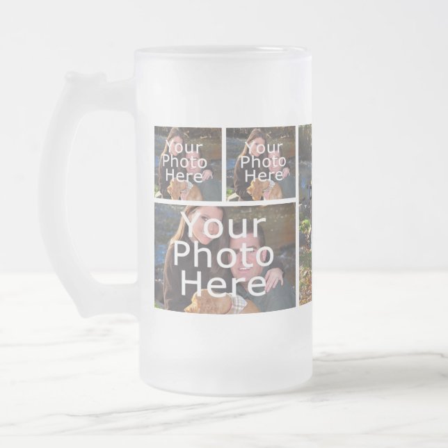 Photo Frosty Glass Mugs - personalized Collage Mug (Left)