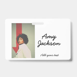 Photo full name date simple minimal girl woman badge