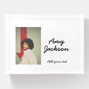 Photo full name date simple minimal girl woman paperweight