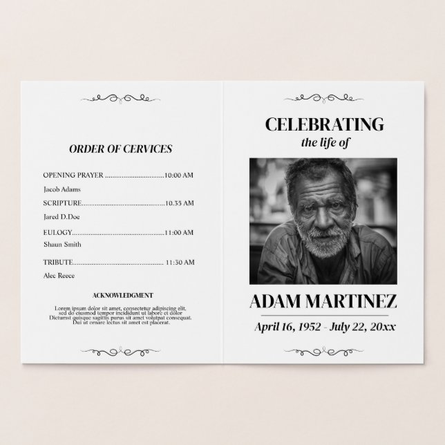 Photo Funeral Celebration Of Life Memorial  Foil Card (Inside)