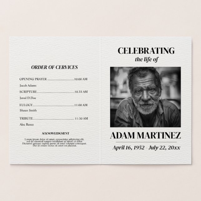 Photo Funeral Celebration Of Life Memorial  Foil Card (Inside)