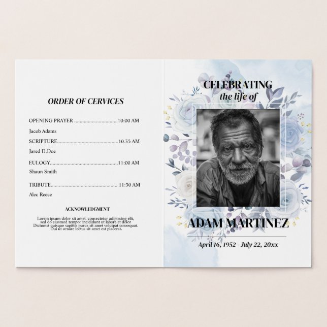 Photo Funeral Celebration Of Life Memorial  Foil Card (Inside)
