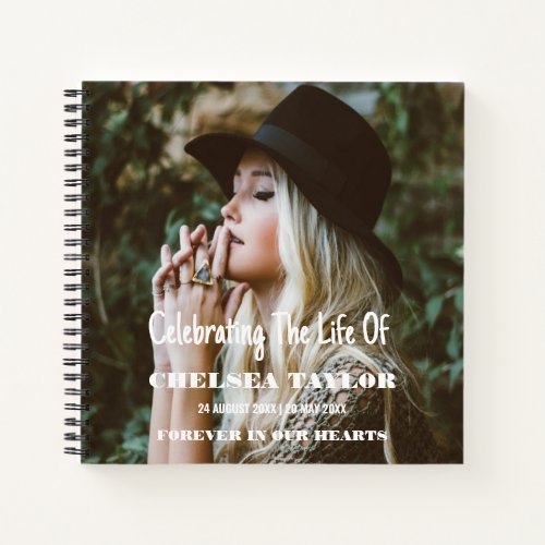 Photo Funeral Celebration of Life Memorial Guest  Notebook