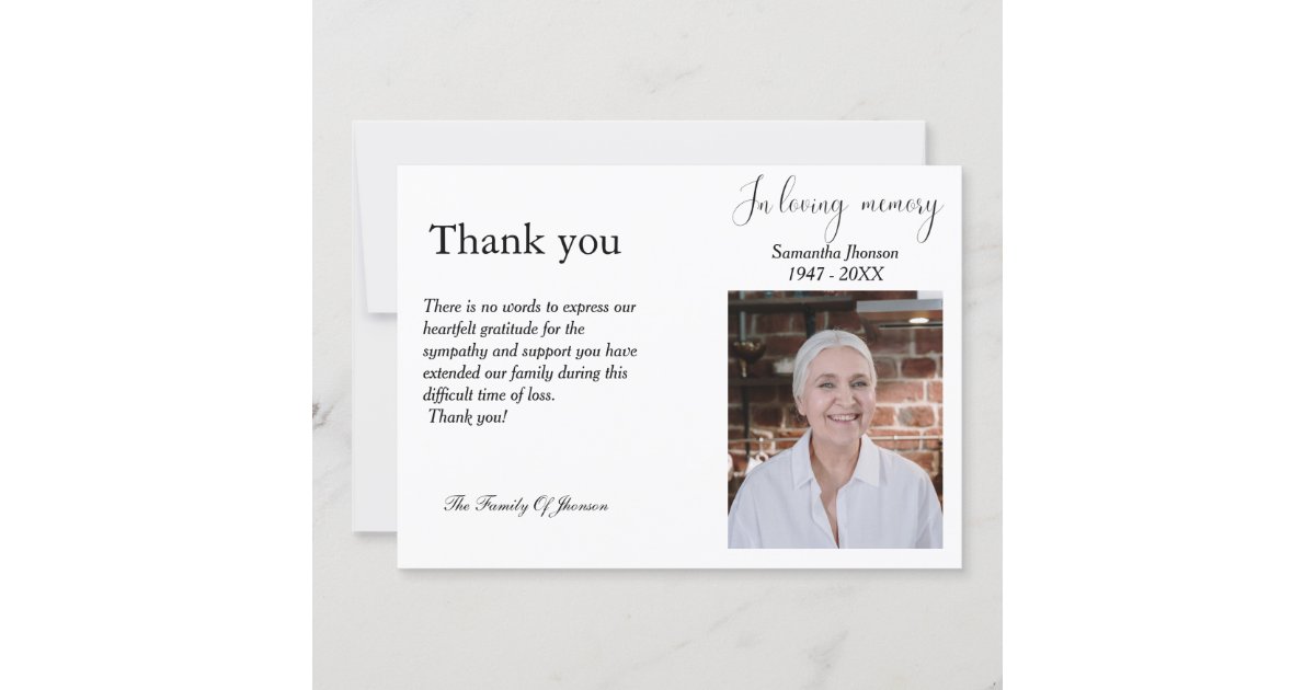 Photo Funeral celebration of life thank you card | Zazzle