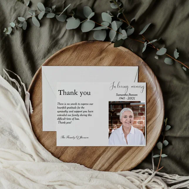 Photo Funeral celebration of life thank you card | Zazzle