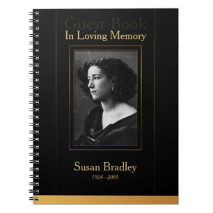 Photo Funeral GuestBook with gold piping Notebook