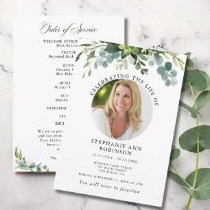 Photo Funeral Memorial Floral Order of Service Program