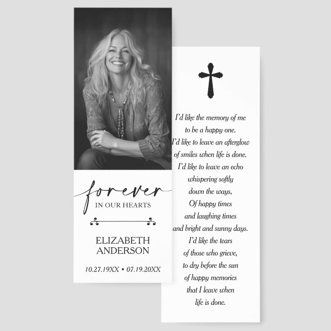 Photo Funeral Memorial Forever in our Hearts Bookmarks (Front & Back)