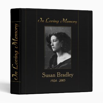 Photo Funeral Memorial Guest Book With Gold Piping Binder by InMemory at Zazzle