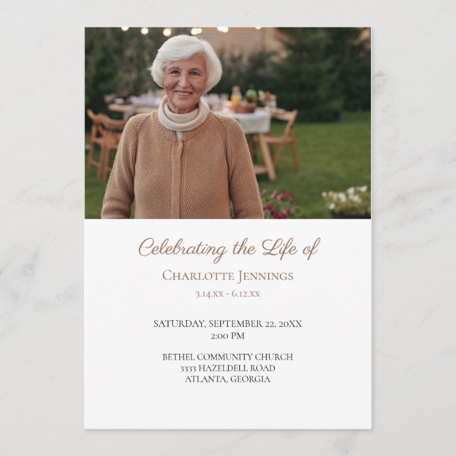 Photo Funeral Memorial Order of Service Program (Front)