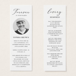 Photo Funeral Memorial Prayer Bookmark Card