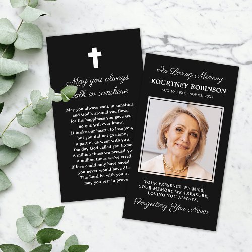 Photo Funeral Memorial Prayer Card