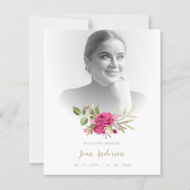 Photo Funeral Romantic Floral Garland in Pink (Front)