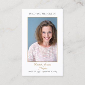 Photo Funeral Sympathy Memorial Prayer cards | Zazzle