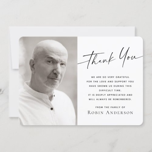 Photo funeral sympathy thank you card