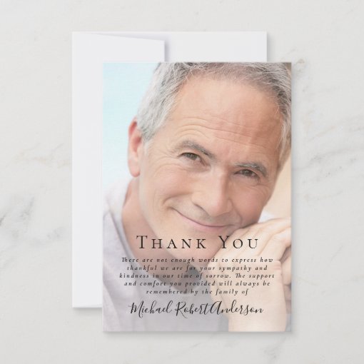 Photo Funeral Thank You Note Card | Zazzle