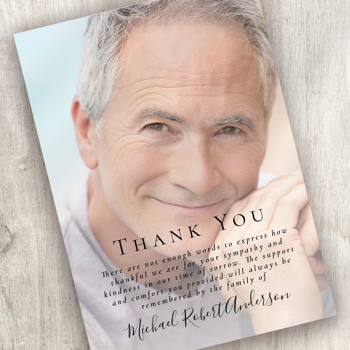Photo Funeral Thank You Note Card