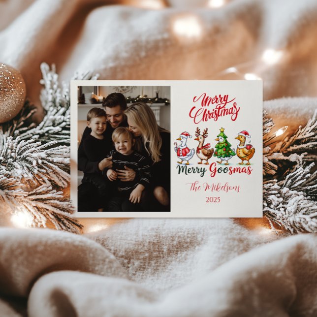 Photo Funny Merry Goosmas Christmas Holiday Card (Creator Uploaded)