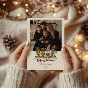Photo Funny Merry Picklemas Christmas Holiday Card