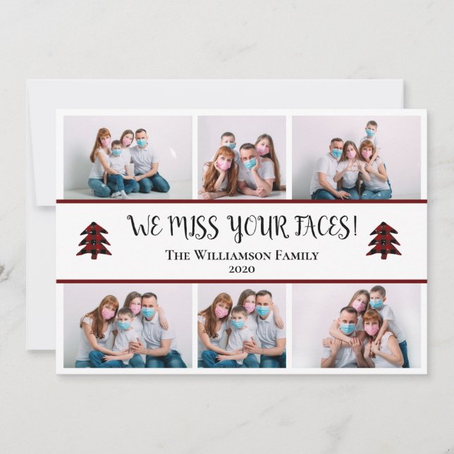 Photo Funny Miss Your Faces Covid Christmas Holiday Card (Front)