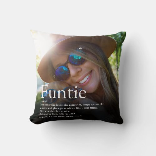 Photo Funny Modern Funtie Aunt Auntie Definition Throw Pillow