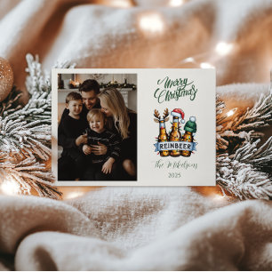 Photo Funny Reinbeer Christmas Holiday Card