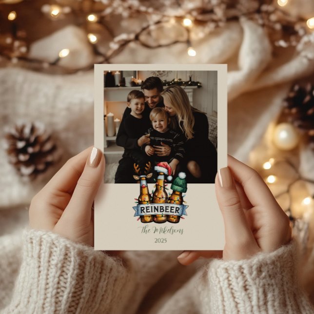 Photo Funny Reinbeer Christmas Holiday Card (Creator Uploaded)