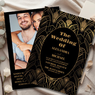 Photo Geometric Art Deco Wedding Invitation