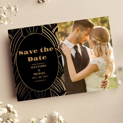 Photo Geometric Art Deco Wedding Save The Date