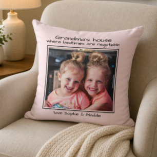 Photo Gift For Grandma Bedtimes Are Negotiable Throw Pillow