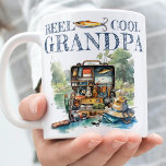 Photo Gift for Grandpa Fishing Birthday Coffee Mug<br><div class="desc">Adult Fishing Birthday Party design. Watercolor illustration with bright colors. Click the "customize further" button if you wish to re-arrange and format the style and placement of the text. Matching product can be found in Fishing Birthday Collection. Note: Photo is AI created please exchange with your Photo.</div>