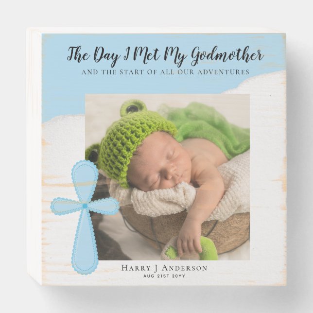 Photo Gift for Grandpa Grandma Godmother Dad Mom Wooden Box Sign (Front Horizontal)