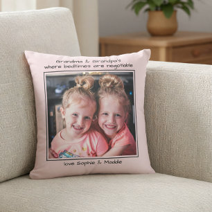 Photo Gift For Grandparent Bedtimes Are Negotiable Throw Pillow