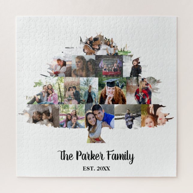 Photo gift idea family tree photo collage jigsaw puzzle (Vertical)