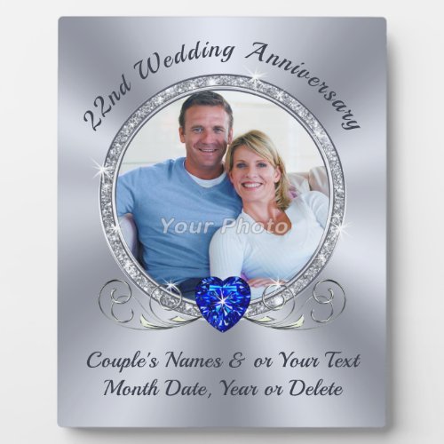 Photo Gift Ideas for 22nd Wedding Anniversary Plaque