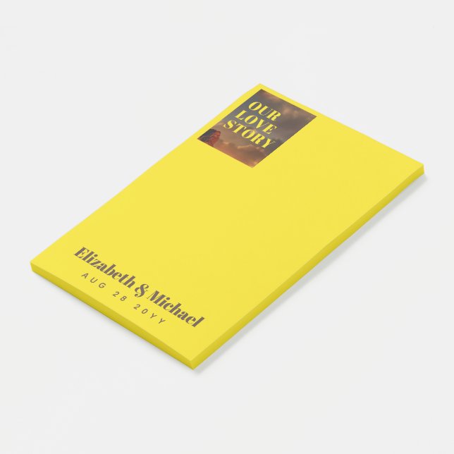 PHOTO Gifts for Newlyweds OUR LOVE STORY Custom Post-it Notes (Angled)