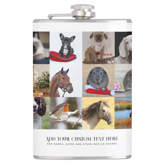 PHOTO GIFTS MOM DAD GRANDPA GRANDMA PETS FRIENDS   FLASK (Front)