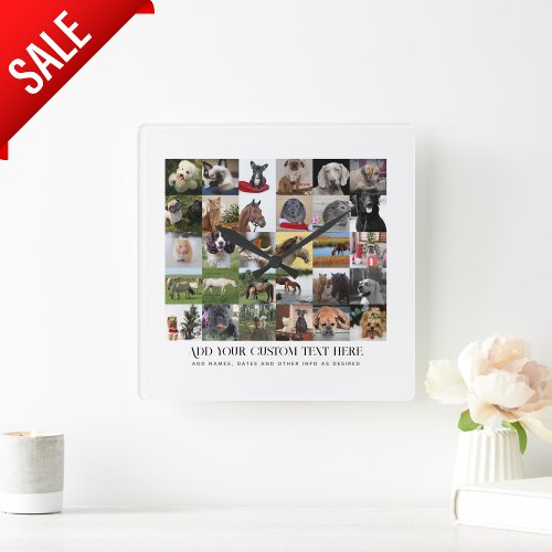 PHOTO GIFTS TEMPLATES FAMILY FRIENDS PETS CUSTOM   SQUARE WALL CLOCK
