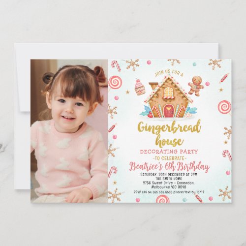 Photo Gingerbread House Decorating Party Birthday  Invitation