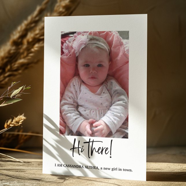 Photo Girl Birth Announcement Card (Creator Uploaded)