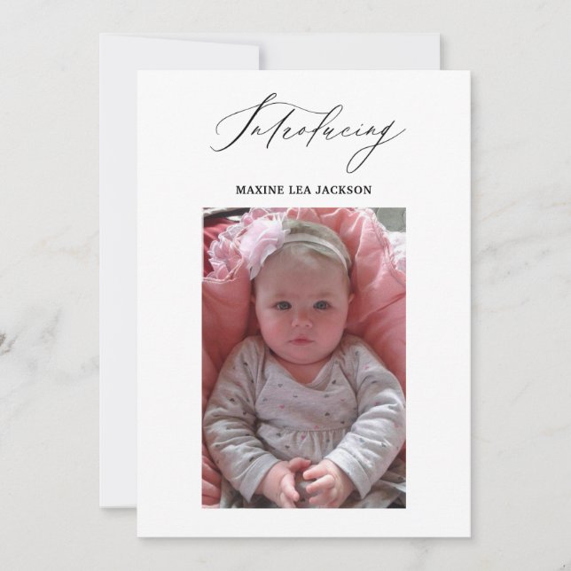 Photo Girl Birth Announcement Card (Front)