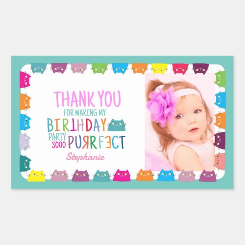 Photo Girl Birthday Thank You Rectangular Sticker