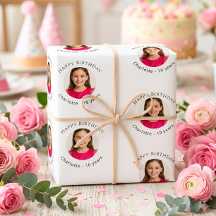 Photo Girl Birthday Wrapping Paper Sheets
