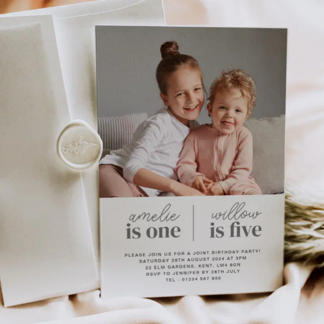 Photo Girls Joint Birthday Invitation - Script | Zazzle