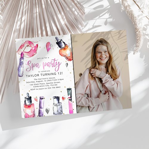 Photo Girly Spa Birthday Party Invitation