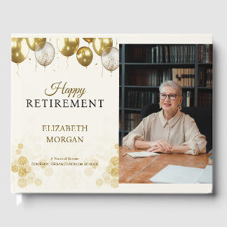 Photo Gold Balloon Happy Retirement Guest Book