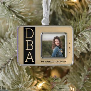 Photo Gold Black DBA Graduation Christmas Ornament
