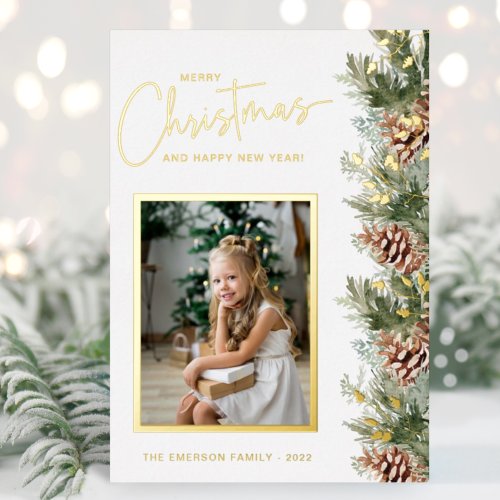 Photo Gold Christmas Holiday Foil Card