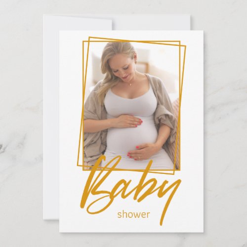 Photo gold colored modern simple Baby Shower Invitation