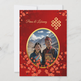 Photo Gold Endless Knot Tibetan Wedding Invitation